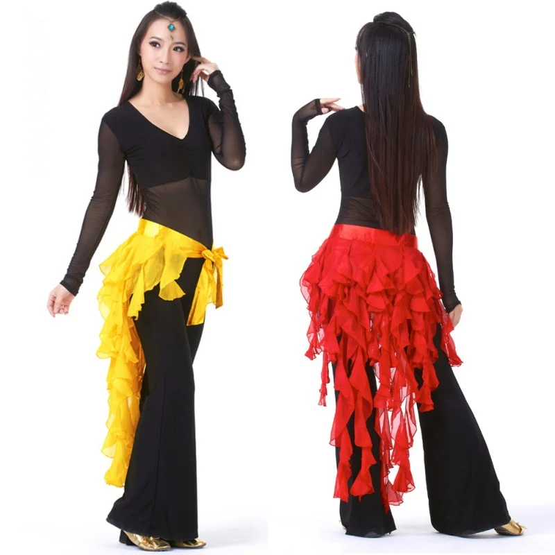 High Quality Latin Belly Dance Costume Tassel Wrap Belt Chain Skirts Chiffon Hip Scarf Tribal Waves | Тематическая одежда и