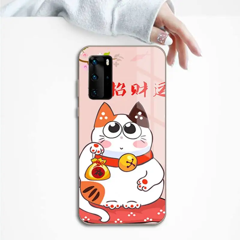 

Chinese cute lucky cat pattern Phone Case Transparent for Huawei P honor 8 10i 20 30 40 smart 2019