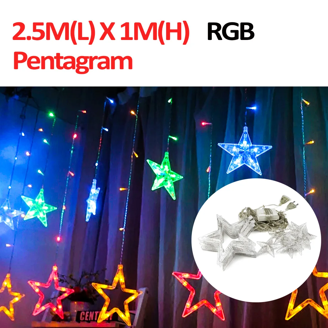 2.5M Pentagram RGB Светодиодный свет шнура 220 В ЕС уличные светящаяся гирлянда Праздничные рождественские гирлянды с утолщённой меховой опушкой, декоративный светодиодный лампы новогодний декор - Emitting Color: 2.5M Pentagram RGB