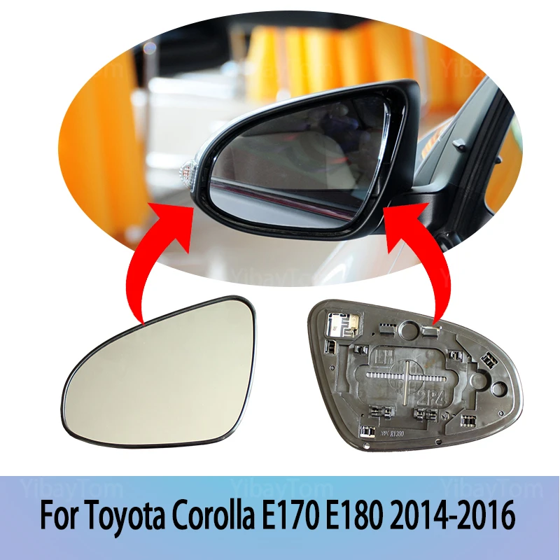

Wide Angle Left & Right Rearview Replacement Side Rearview Wing Mirror Glass for Toyota Corolla E170 E180 2014-2016