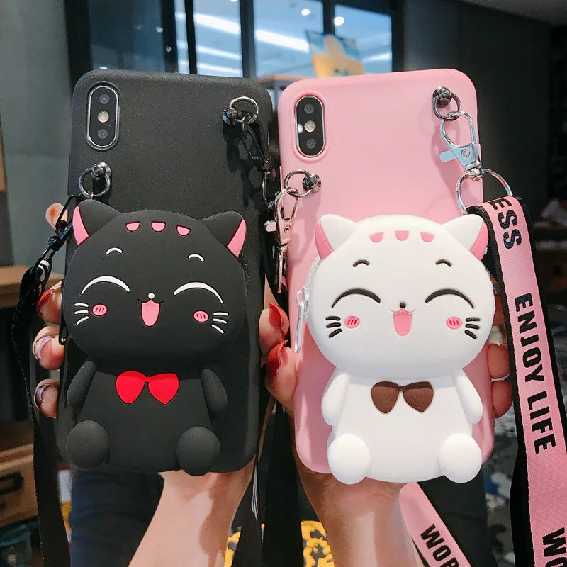 Симпатичный 3D мультфильм кролик кот молния кошелек Мягкий силикон для OPPO A9 2020 A5S