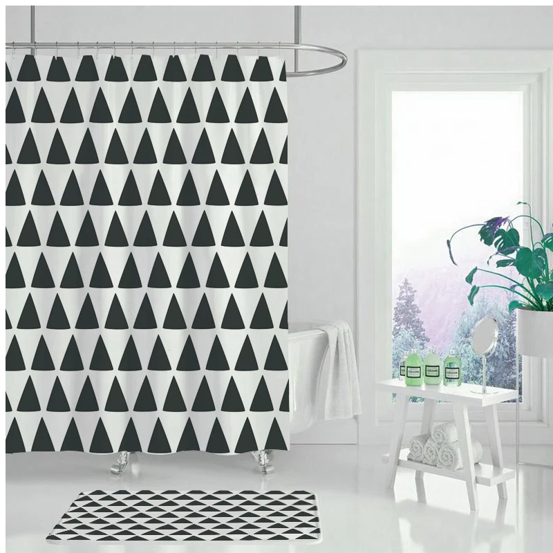 Горячая новинка геометрическая фигура Водонепроницаемая занавеска для ванной 3D