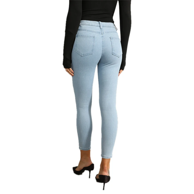 Джинсы-карандаш женские с завышенной талией облегающие синие джинсы-бойфренды