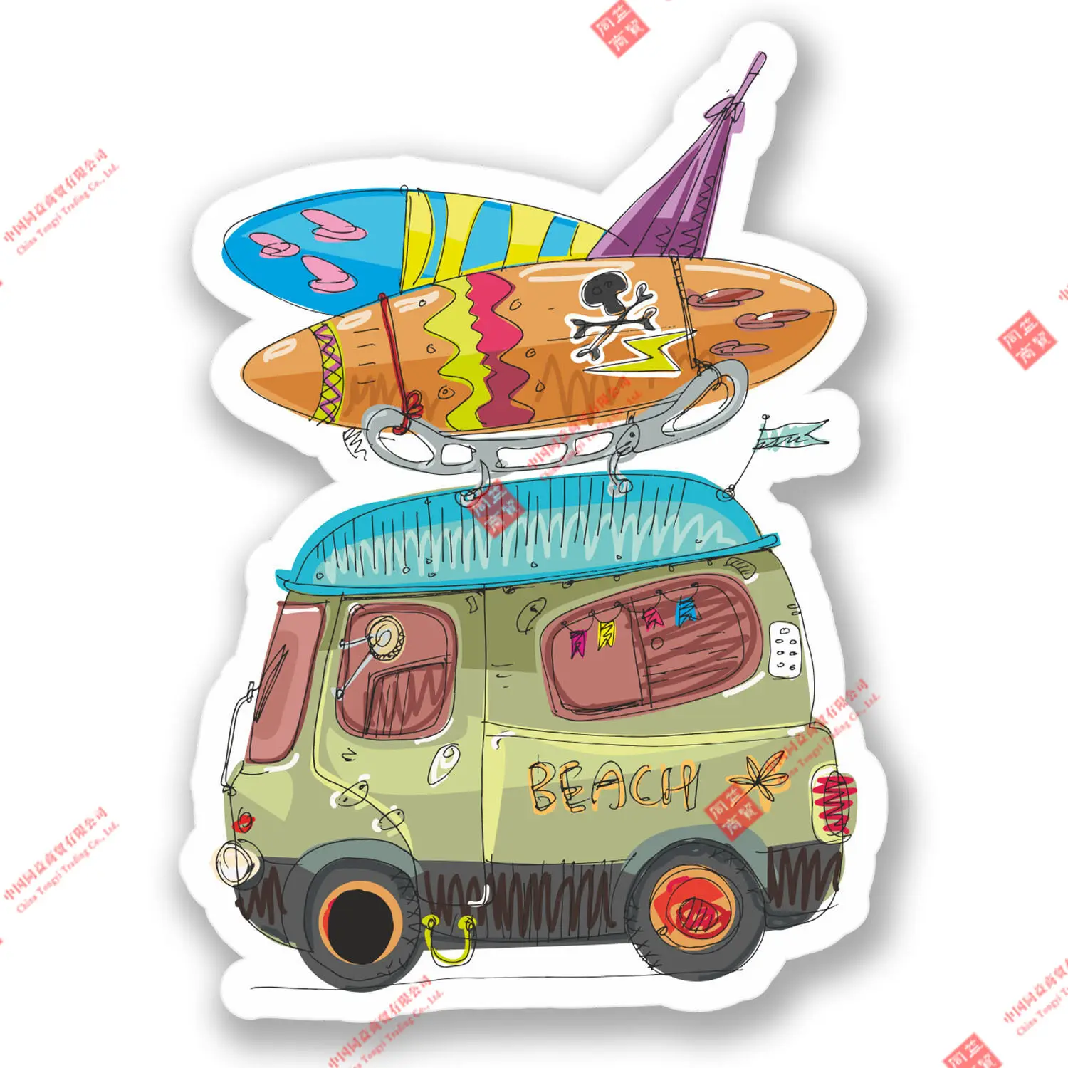 

Personality Surf Beach Bus Vinyl Sticker IPad Laptop Car Camper Van Surfer Gift Car Decal Decoration Laptop