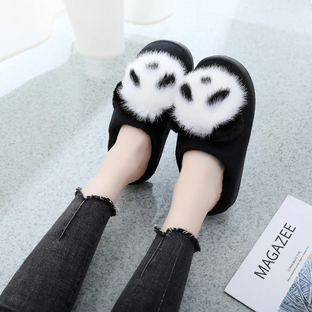 Женские тапочки с милой пандой нескользящие теплые плюшевые героями