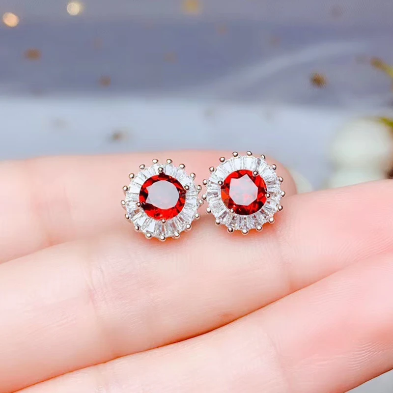 Комплект ювелирных изделий из серебра 925 пробы с натуральным гранатом|Ювелирные