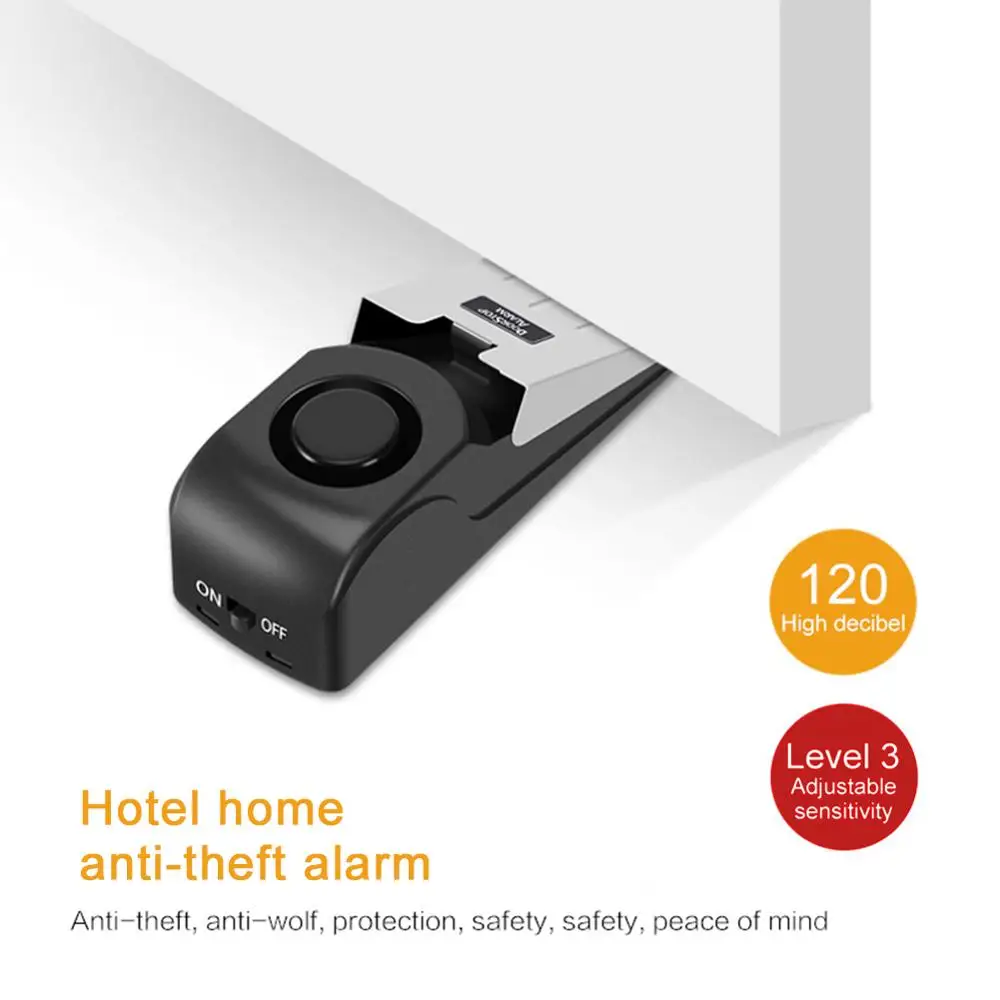 

Home Security System Mini Wireless Vibration Triggered Wedge Shaped Door Stopper Alert Door Stop Alarm Block Blocking System