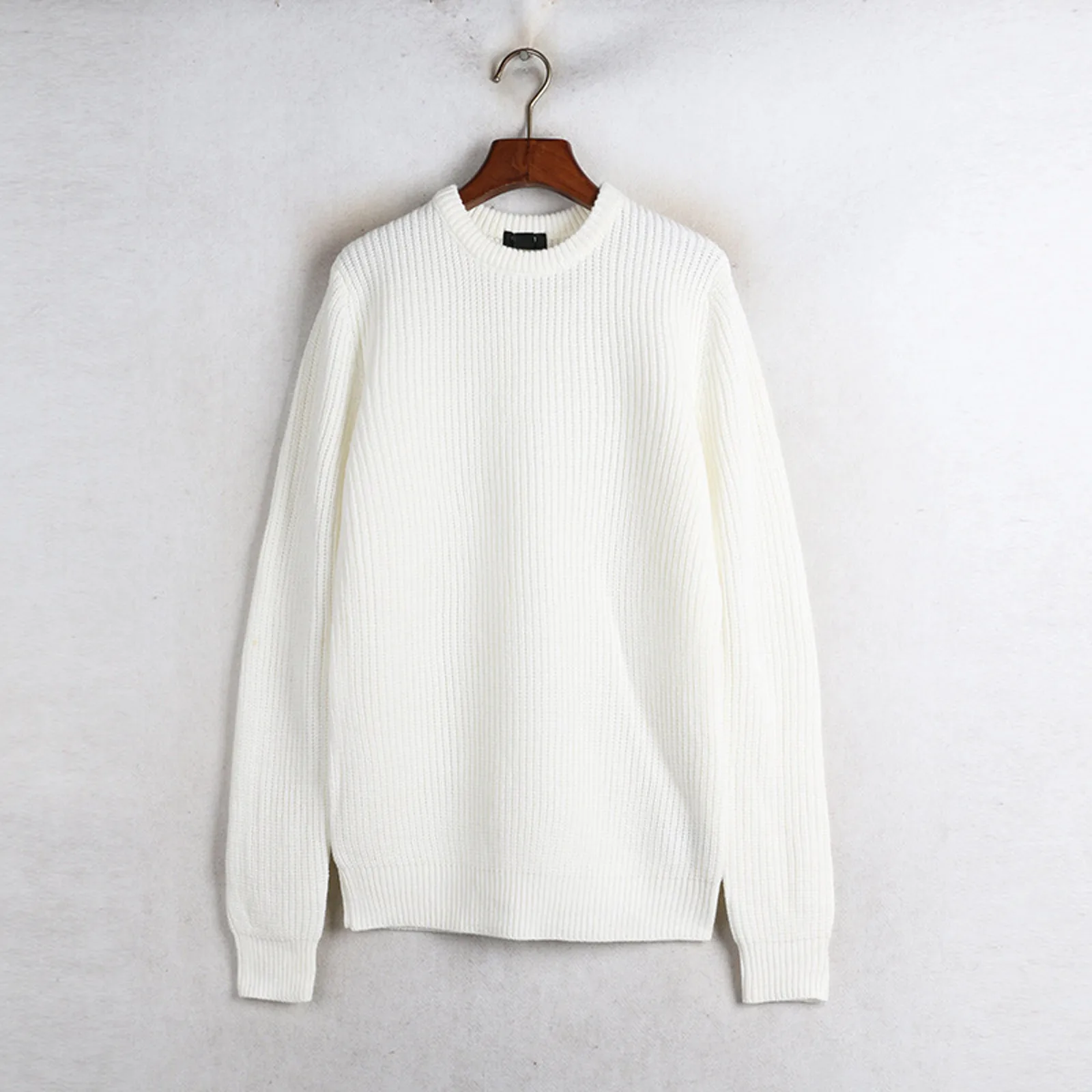 Мужской осенне-зимний однотонный пуловер Повседневная вязаная Мужская одежда