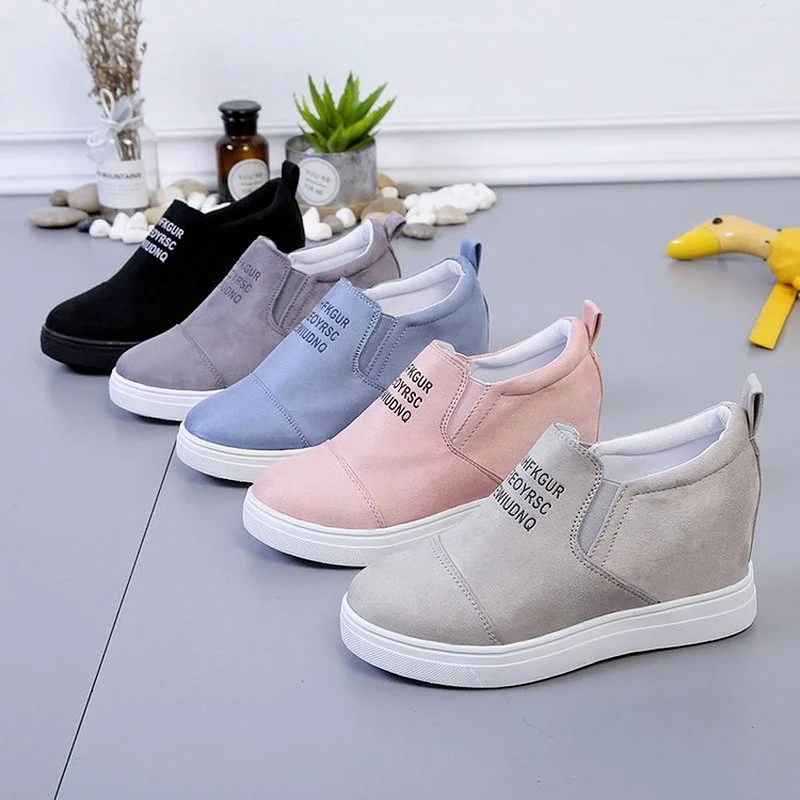 Autumn Women Platform Wedges Vulcanized Ankle Boots Height Increasing Female High Heel Shoes Ladies Fashion Plus Size 35-43