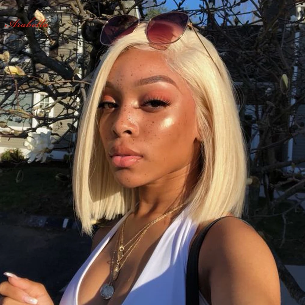 

13x4 Blonde Lace Front Wig Human Hair Bob Wig With Baby Hair Transparent Lace Wig Pre Plucked Arabella 613 Lace Frontal Wig Bob