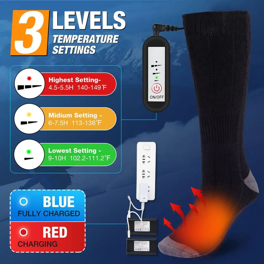 

4000mah Winter Heated Socks Thermosocks Men's Women's Thermal Heating Foot Warmer Electric Socks Warm Socks Cycling Trekking Ski