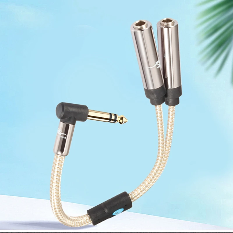 

Hi-end Conversion Cable 25cm Stereo 6.35mm Male to Dual Stereo 6.35mm Female 1/4" Jack Splitter Cable for Mixer Console