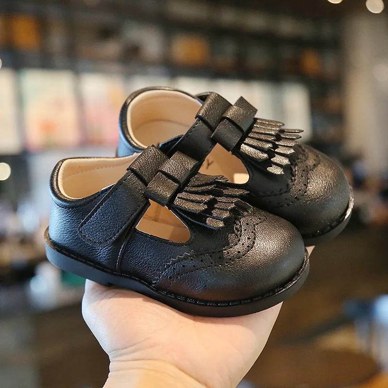 

Classic Girls Leather Shoes British Oxfords Kids Flats Tassels Fringes Fashion Sweet Children Shoes Casual Toddlers 21-30 Hollow