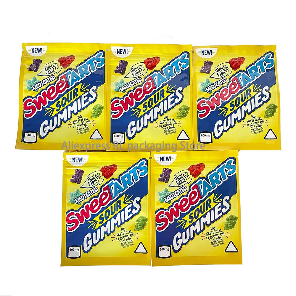 

Pink and Yellow Color Design 500mg 600mg Edibles Mylar Bags Resealable Packaging