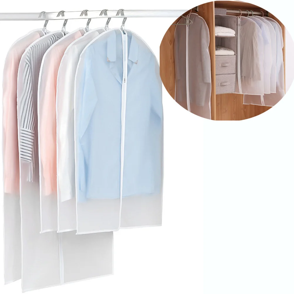 

6Pcs Frosted Suit Garment Cover Bag Protector with Zipper Suit Travel Bag Garment Closet Organize Clothes Storage Bag Clothes Du