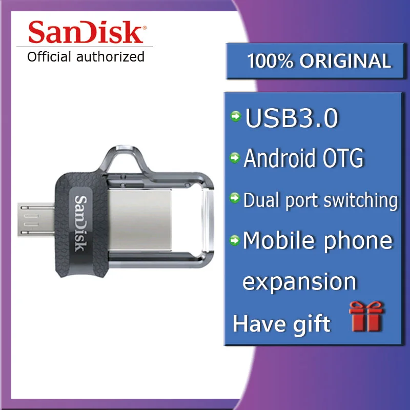 Натуральная двойной флеш накопитель SanDisk крайне высокая скорость OTG USB3.0 на флэшке