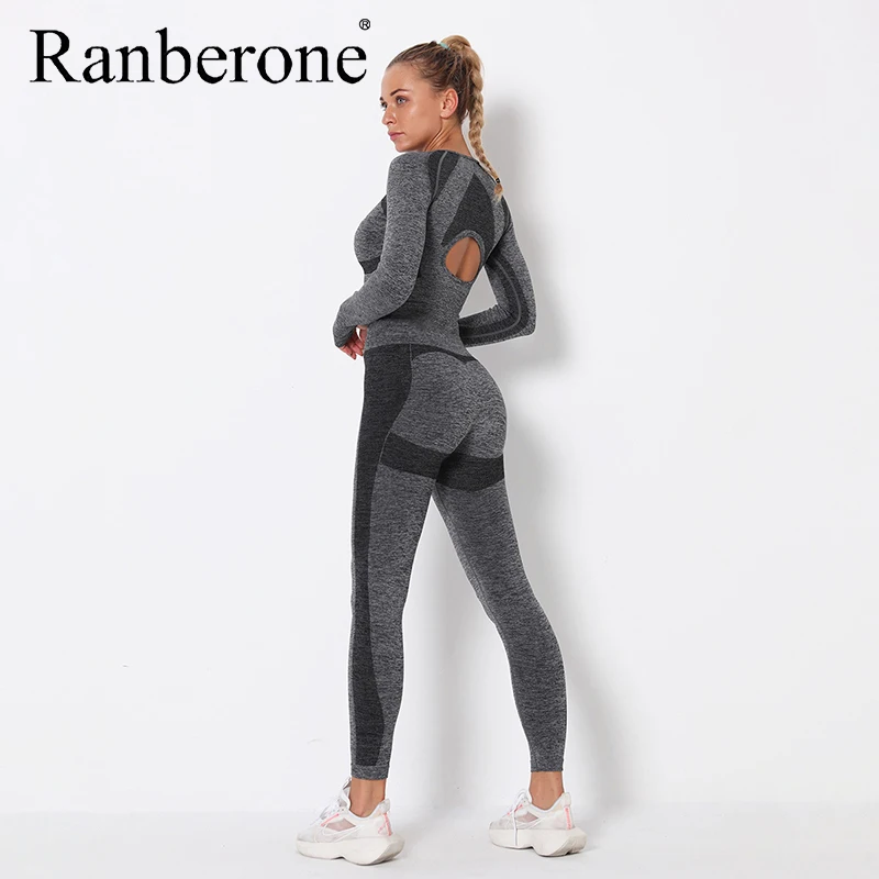 Женский бесшовный комплект для йоги спортивные костюмы фитнеса одежда спортзала