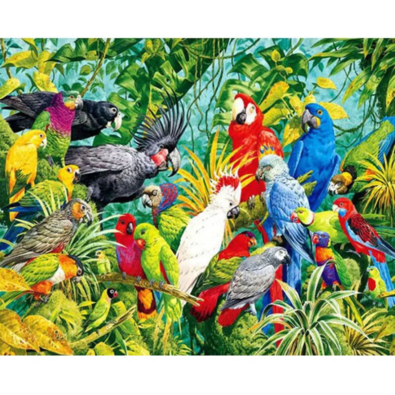 

Forest Parrot Bird Diamond Painting 5D Full Square/Round Cross Stitch Embroidery Mosaic Rhinestones Needlework Technology Mosaic