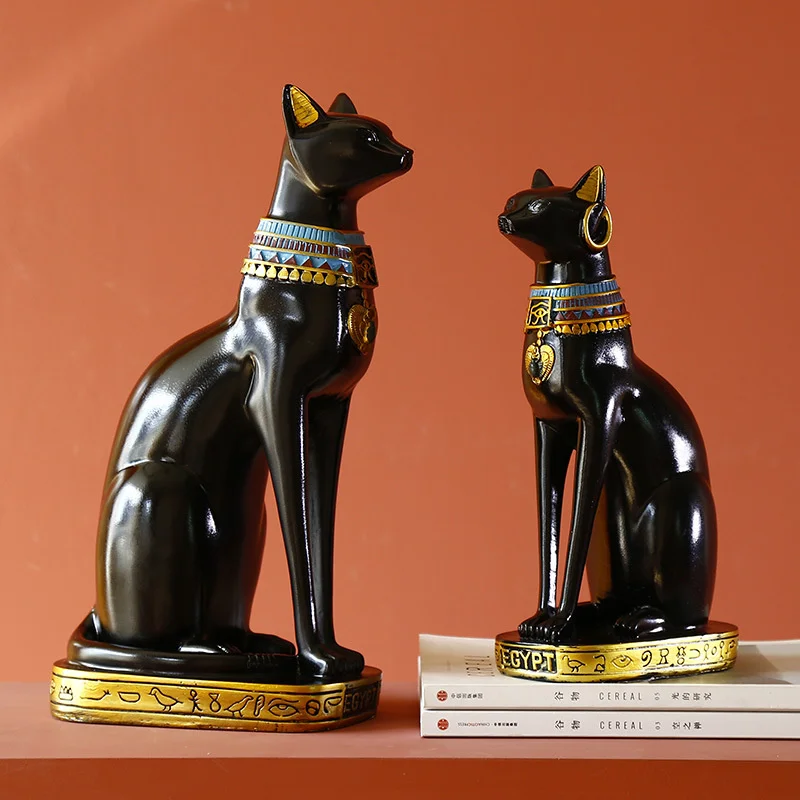 Estatua de gato egipcio de la Diosa Bastet, figurita de Dios del gato de la encarmaci&oacute;n, entrada, sala de estar, decoraci&oacute;n de la Oficina, decoraci&oacute;n del hogar-2