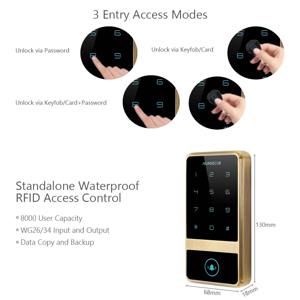 HOMSECUR K06DW B водонепроницаемый античный латунный 125 кГц RFID Контроль доступа с