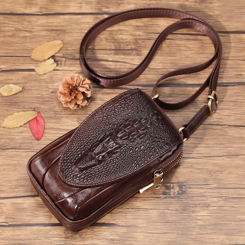 2020 New Genuine Leather Men's Crossbody Shoulder bag Vintage Cowhide Messenger Bag for male Casual Handbag Belt Phone Pouch |