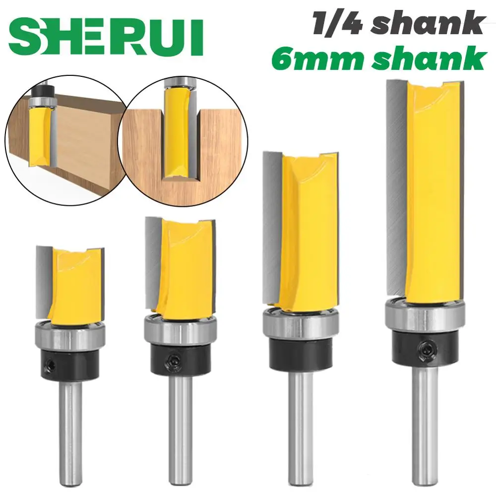 1 шт. 6 мм 1/4 дюйма хвостовик фреза фрезерный станок бит верхний нижний подшипник 3/4