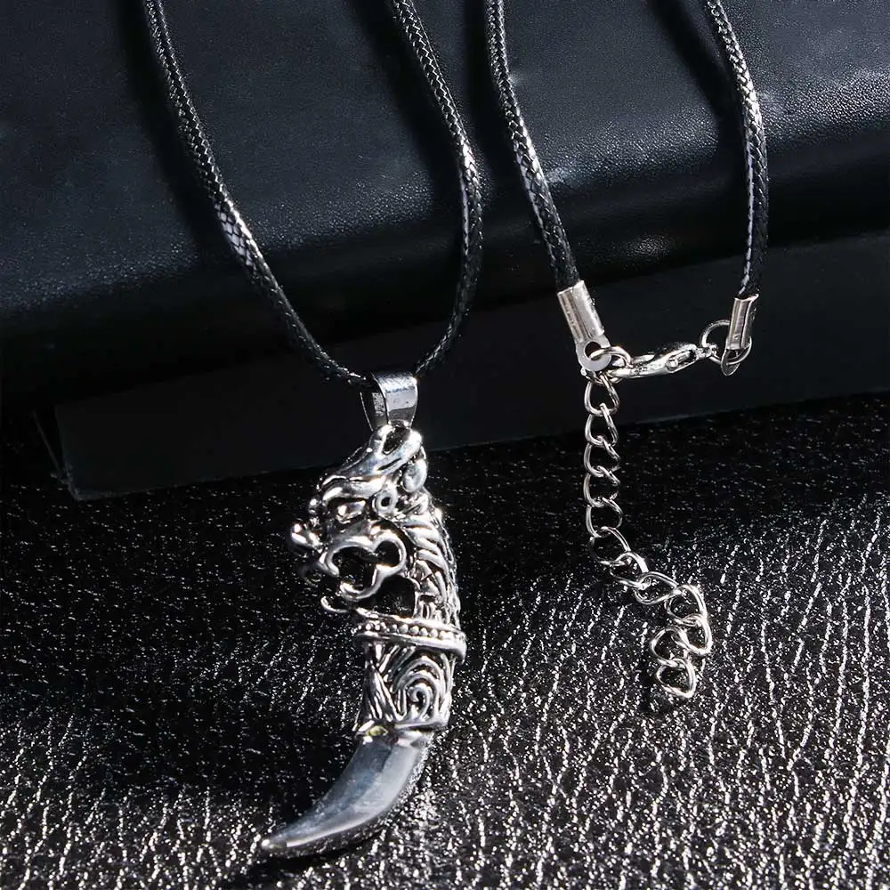 1 шт. мужской кулон волчий зуб кожаная веревка колье ювелирные изделия|necklace