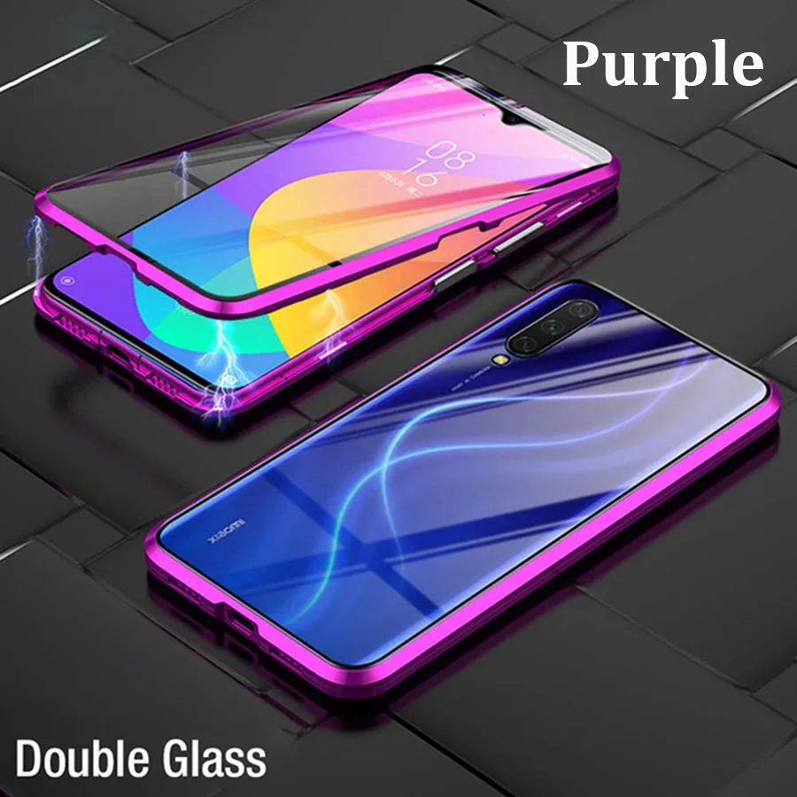 Purple Металлический магнитный адсорбционный чехол для Xiao mi Red mi K20 Pro, двойное закаленное стекло, полный магнит, чехол s mi 9T Pro, чехол с подушкой безопасности s Global - Цвет: Purple
