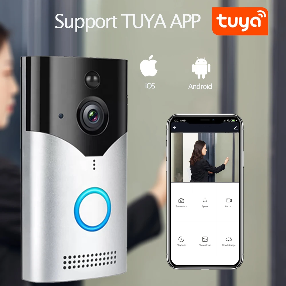 Дверной звонок Smart Home Tuya, 1080P, 2 МП, Wi-Fi, двухстороннее аудио от AliExpress WW