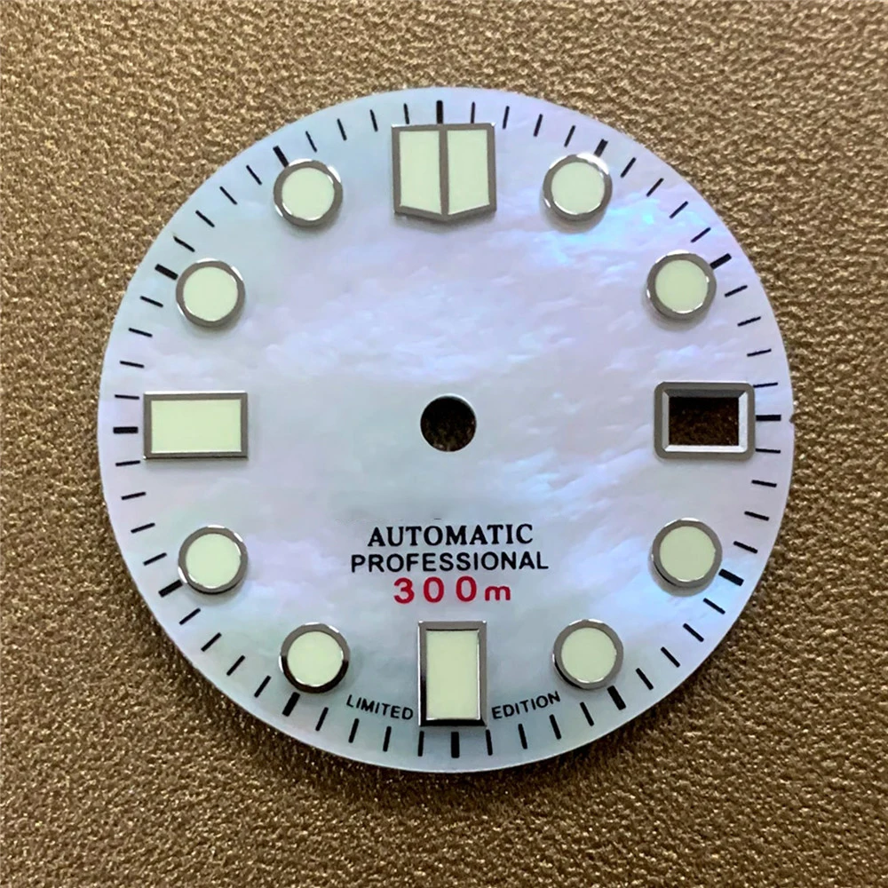 

Светящийся циферблат для часов 28,5 мм, циферблат с белой поверхностью, сменный циферблат для автоматического движения NH35, запасная часть