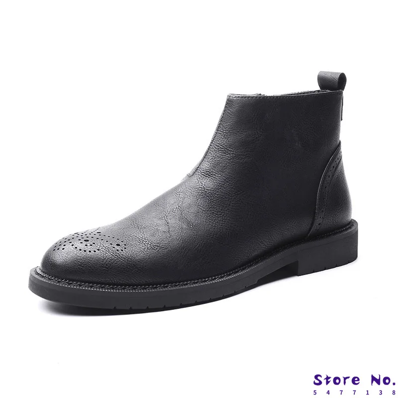 

2020 Spring Chelsea Boots Men Early Winter Shoes Men Boots Casual Leather Men Ankle Boots Zip Male Leather Footwear KA1519