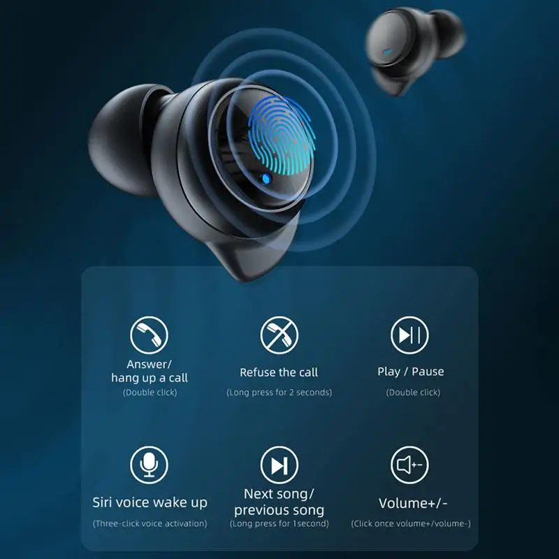 

Bluetooth 5.0 Headset Wireless Earbuds In-Ear Handsfree Ear Buds IP5 Sports Waterproof Earphone Type-c Charging Port New 2021