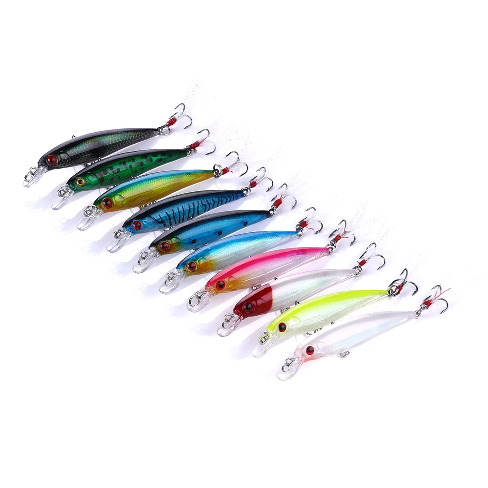 10pcs 8g 9cm 6#hooks hard plastic minnow fishing lures artificial crank trout pike bass carp batis pesca tackles | Спорт и