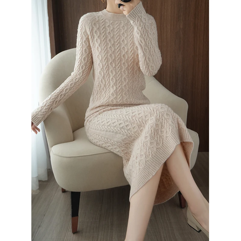 adishree woman winter 100% Cashmere sweaters autumn Pullovers Women's Sets knitted High Quality Warm Female Dresses tops