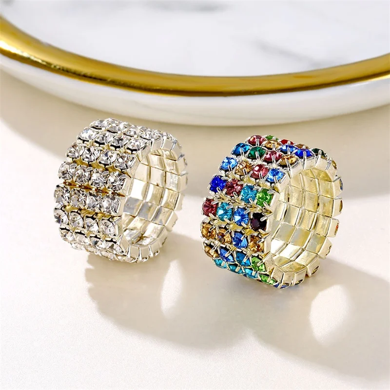 Vienkim Promise Ring Silver Color Engagement Wedding Band Bohemian Colorful Rainbow Rings For Women Finger Party Jewelry Gifts | Украшения