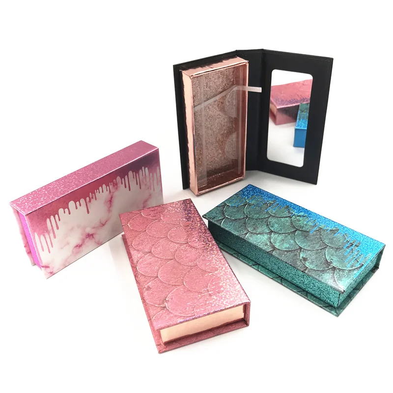 

New Lash Boxes with mirror Wholesale Eyelash Packaging Newest makeup Empty Lash Case 25mm Mink Lash Boxes Packaging free logo