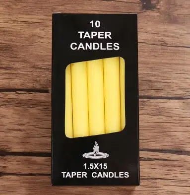 yellow 10 шт обычные бытовые свечи, Красная белая свеча для ужина при свечах, Валентина, украшение свадебного стола - Цвет: yellow