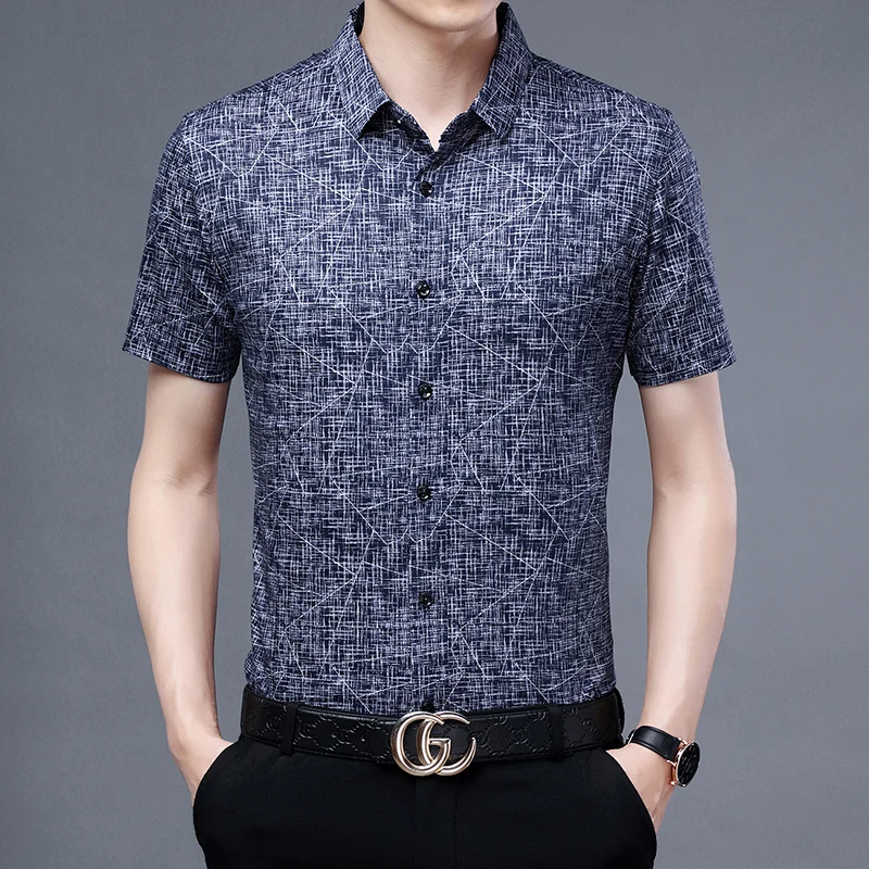 Для мужчин Цветочные Короткие рубашка с рукавами 2021 летние 100% Мерсеризованный