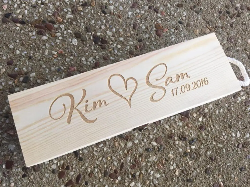 

Custom Name Date Engrave Wooden Wine Box Gorgeous love heart design,Perfect for anniversaries, wedding day ceremony