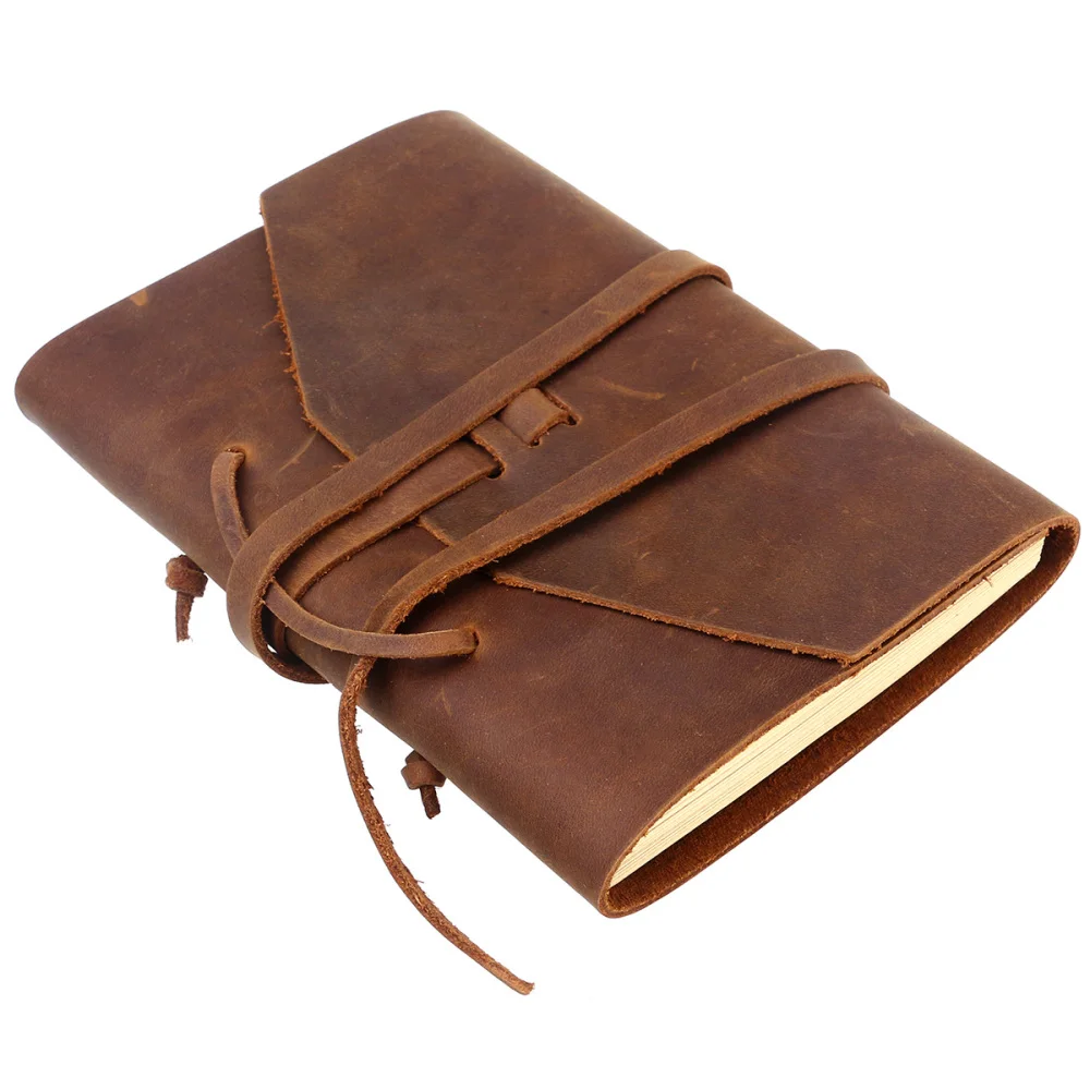 

Classic Leather Notebook Antique Diary Journal with Binding Rope for Gift (Brown)
