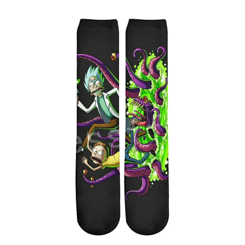 Like pic Tessffel Rick and Morty/Повседневные носки унисекс с 3D принтом для мальчиков/девочек/мужчин/женщин, забавные яркие подвески, носки до щиколотки, стиль-6 - Цвет: Like pic
