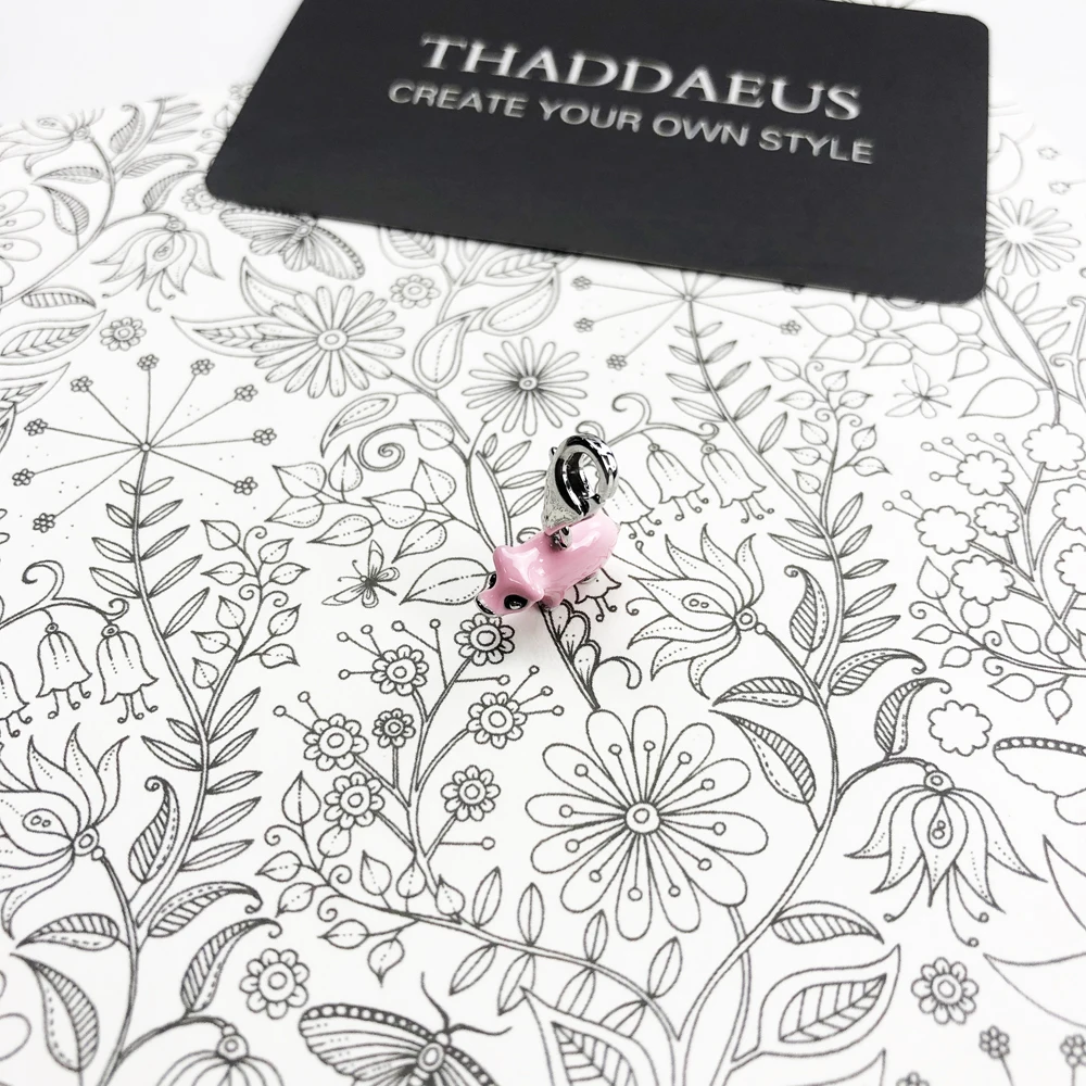 Подвеска в виде розовой свиньи для браслета и ожерелья из серебра 925