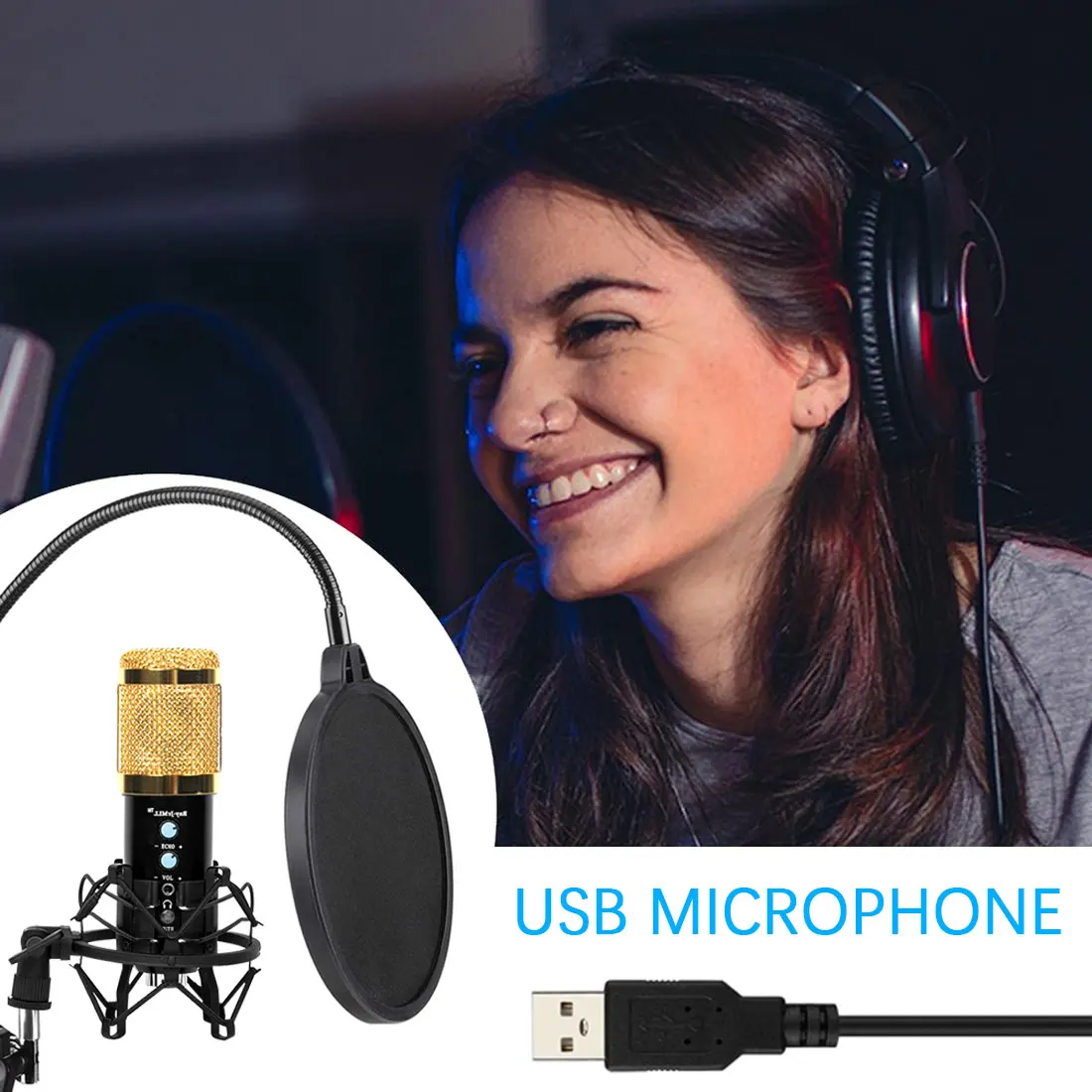 

Набор микрофонов для студийной записи Конденсатор BM 858 USB компьютерный микрофон с регулируемой подставкой для рук ударное крепление для ...