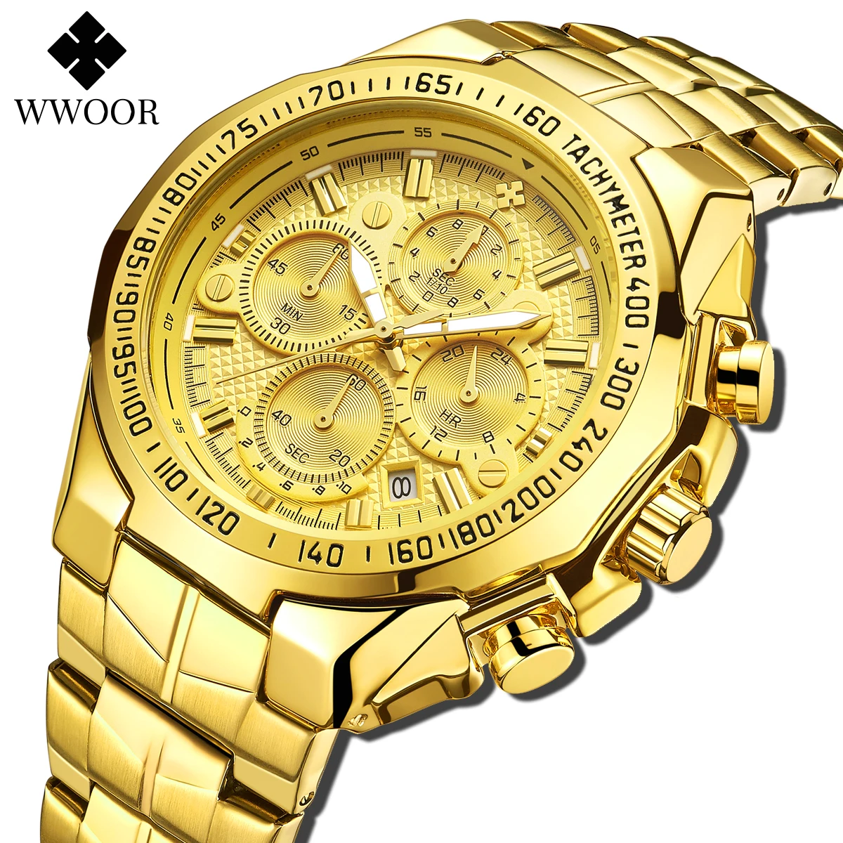 Relogio Masculino WWOOR Для мужчин s часы от топ бренда роскошные золотые Нержавеющая сталь