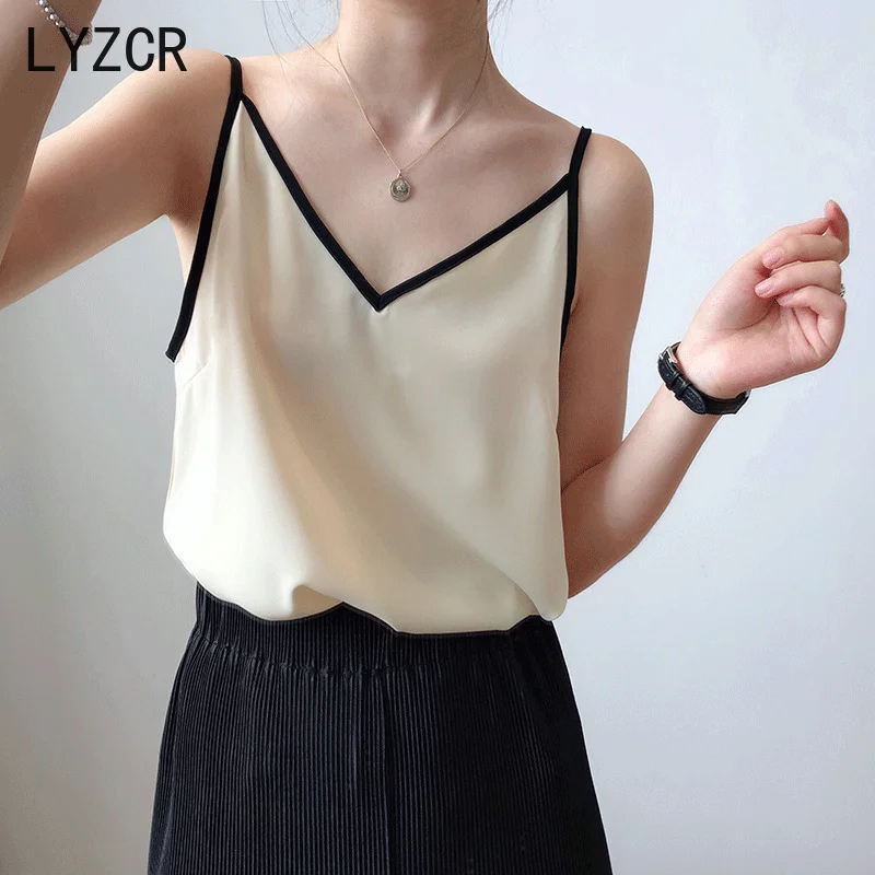 Майка женская шелковая с открытыми плечами и V образным вырезом|Майки| |