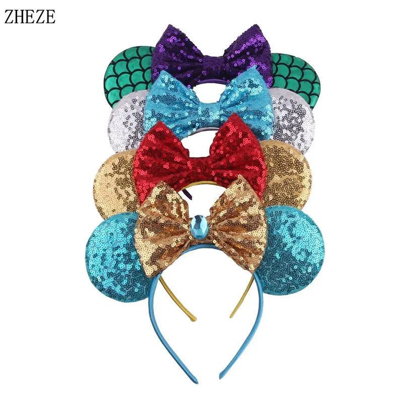 4 шт./лот новые красочные детские повязки на голову мышь повязка с блестками банты