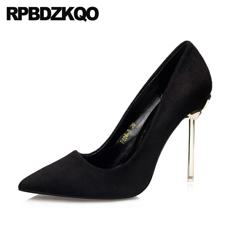 Женские туфли на высоком каблуке розовые замшевые с острым носком размер 4 34 2021 -