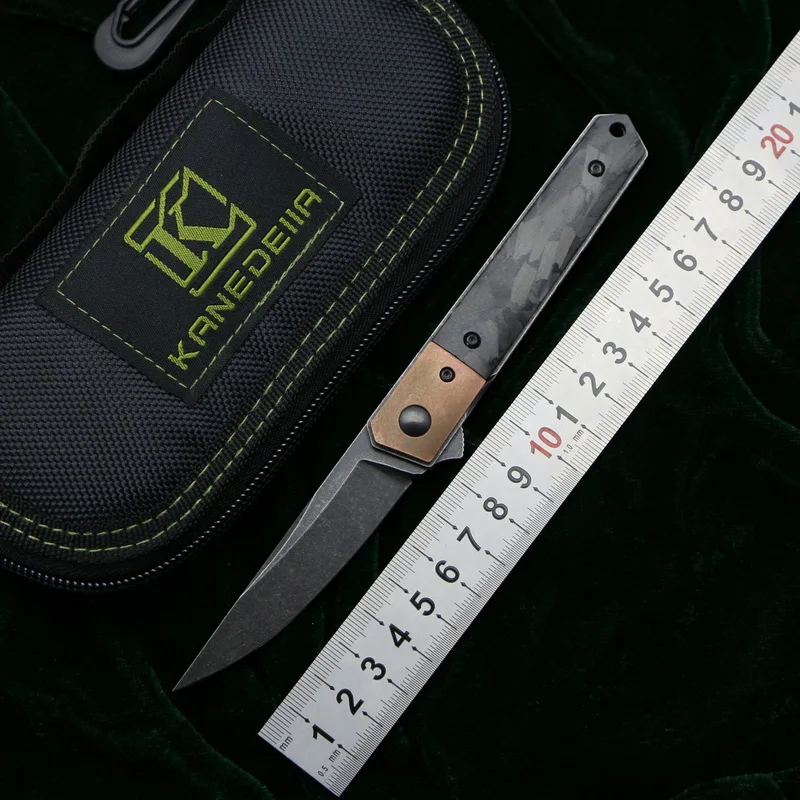 Kanedeiia мини Kwaiken Flipper нож N690 лезвие титановая медь/мрамор CF Ручка Кемпинг Охота