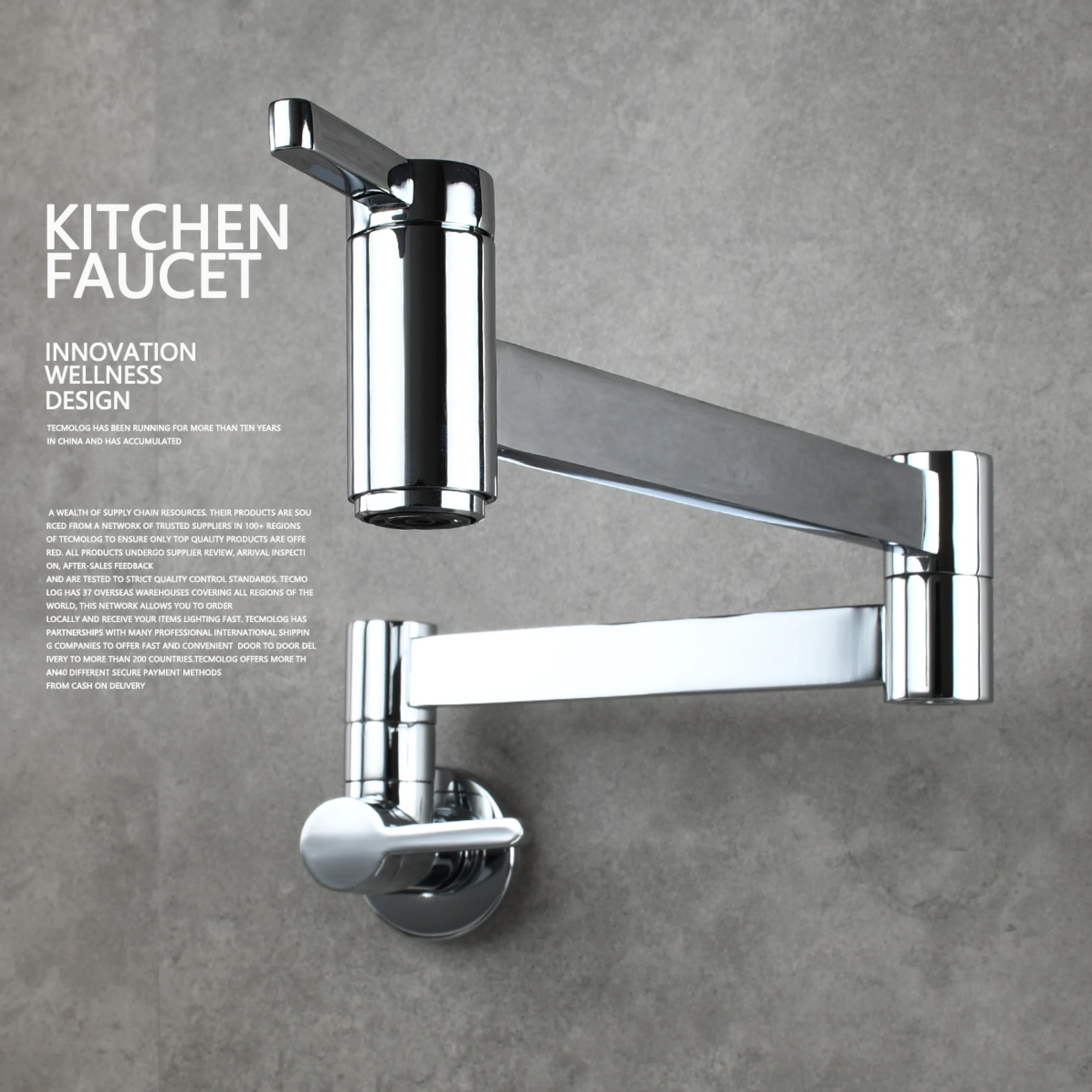 Медная квадратная двойная смеситель на раковину с включением и выключением, для кухни, настенного типа, складной, однокрановый, только холодной воды, для мойки и продления.