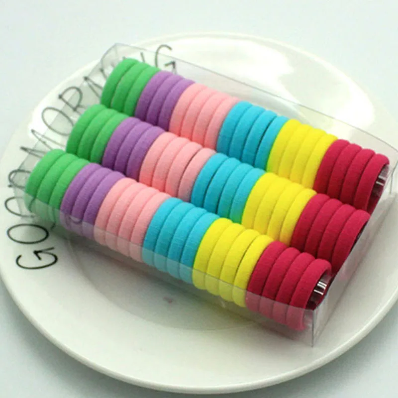 66 шт./лот резинки для волос ярких цветов Детские аксессуары высокоэластичные